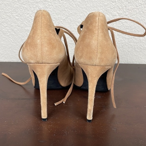 Jeffrey Campbell Brielle Lace Up Pointed Toe Stiletto Heels Camel Tan Sz 9 - Picture 4 of 16